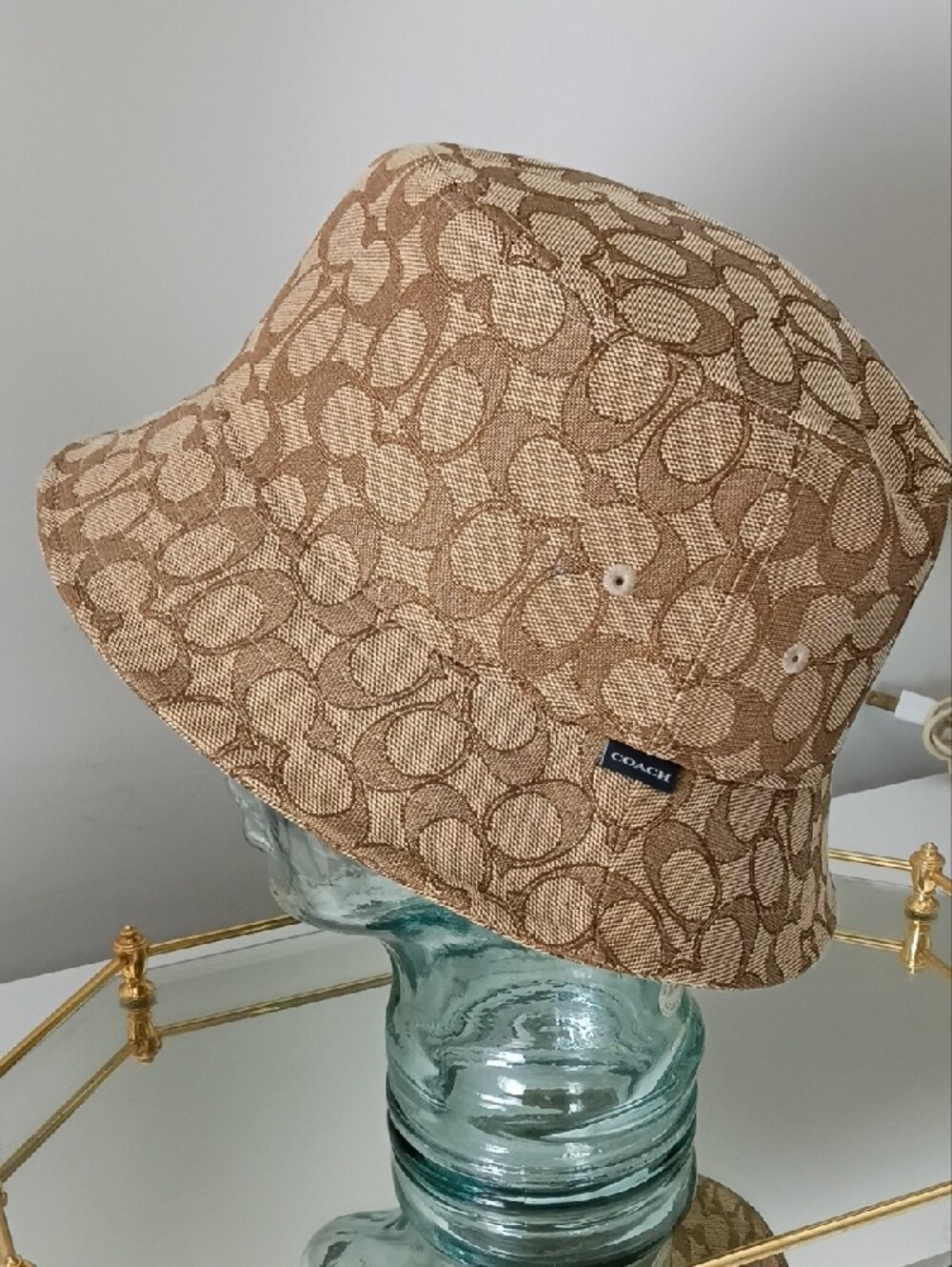 Coach Beige and Tan Signature Bucket Hat - Picture 2 of 4